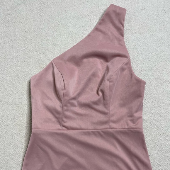 Azazie Dusty Rose One Shoulder Mesh Mermaid Maxi Gown Dress 8 - Picture 2 of 10